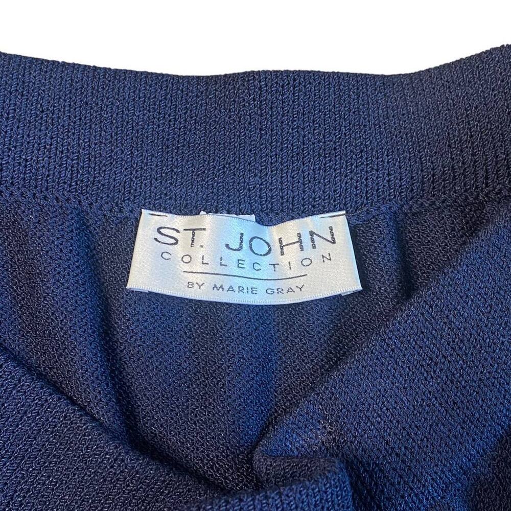 Vintage St. John Collection Marie Gray Navy Blue Wool Sweater Skirt Size 12 - Picture 5 of 5